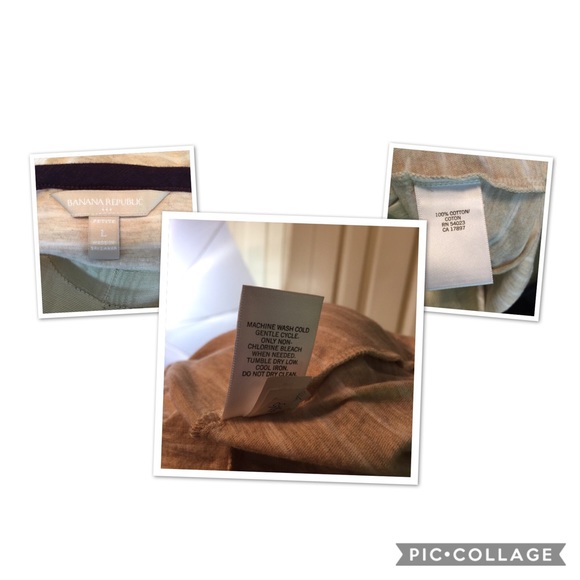 Banana Republic Tan/White Stripe T-Shirt Size L - Picture 5 of 5